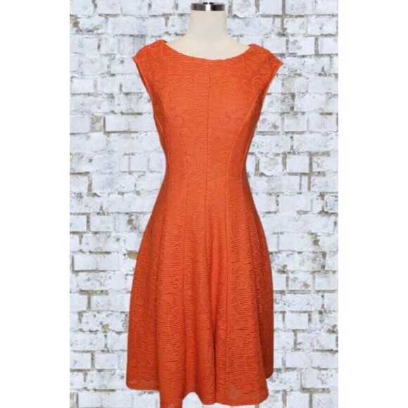 dressbarn Dresses & Skirts - Dress Barn 16 Orange Sleeveless A-Line Princess Seams Midi Dress